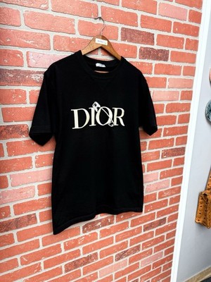 Dior x judy blame embroidered safety pin logo short sleeve t-shirt