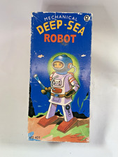 VINTAGE DEEP-SEA ROBOT MS401 Avvolgi Giocattolo di Latta Tuta Subacquea Stile Giappone NOS