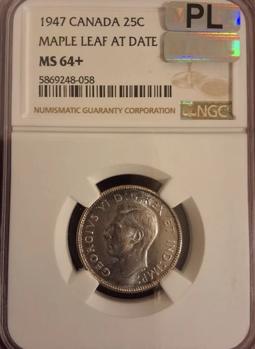 1947 Canada 25c Maple Leaf NGC MS 64+