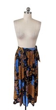 VTG 70-80s Boho-Chic Maxi Skirt Womens XXS-XS Dark Earthy Floral Fairy Cottage