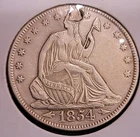 1854 SEATED LIBERTY HALF DOLLAR ~ ARROWS ~ PLUGED- LOOKS UNC. 1
