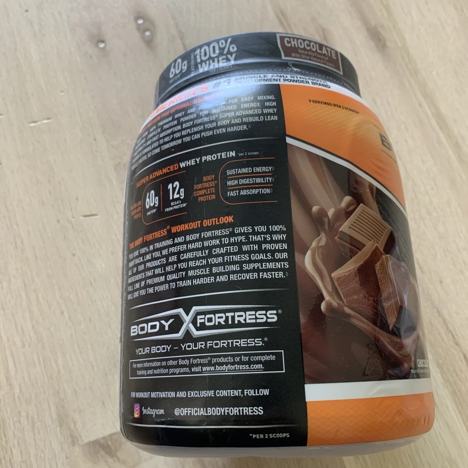 Body Fortress Super Advanced Whey Protein Powder, Chocolate, 28.4 oz (12/2026) - Image 2 of 4