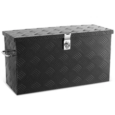 27"L X 9.4"D X 12.6"H Black Hydraulic Lift 5 Bar Diamond Tread Aluminum Tool Box
