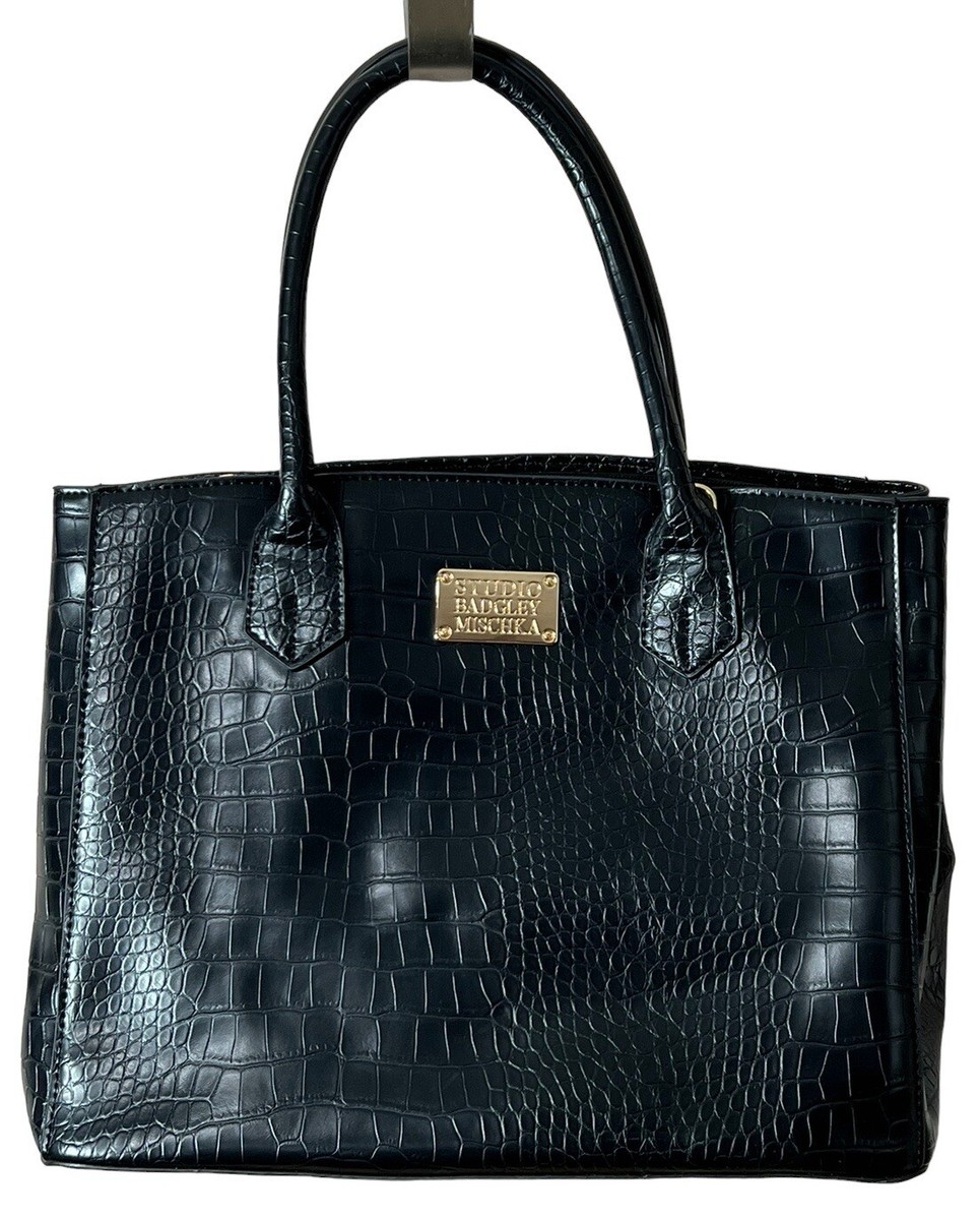 Studio Badgley Mischka Vegan Leather Bag Croc Embossed Large Top