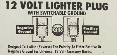 12v cigarette lighter plug polarity Universal 12 Volt Cigarette Lighter Plug with Switchable Polarity / Ground