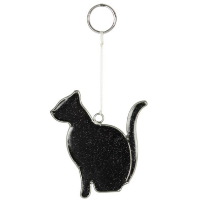  Mystical Black Cat Suncatcher Gothic Hexe Magie Deko Fenster Katze 6,5 cm