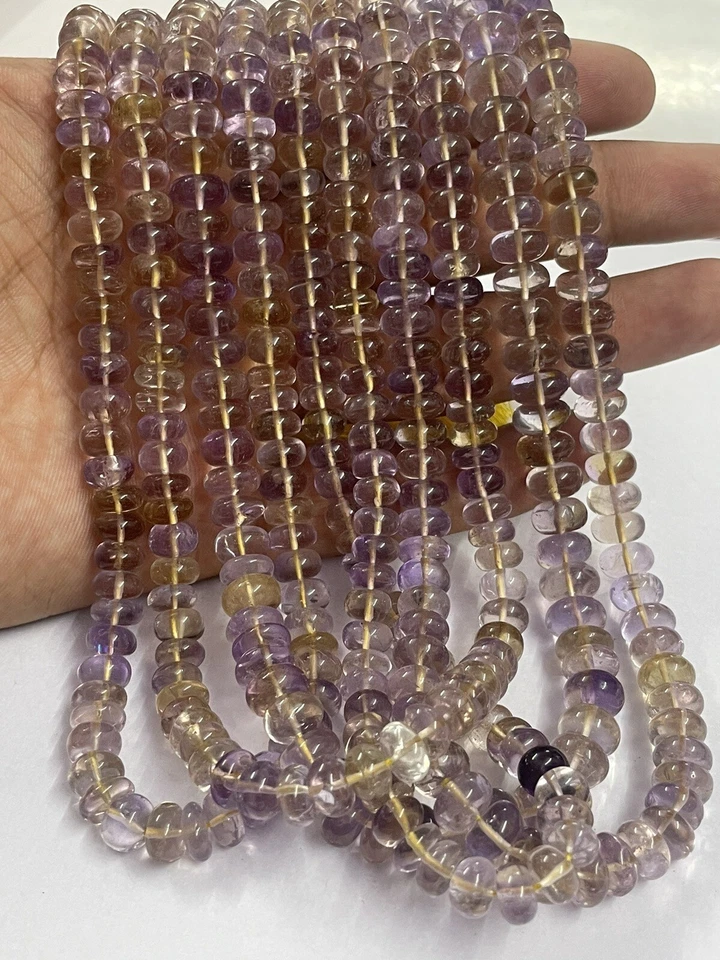 "Cuentas lisas de ametrino Rondelle piedras preciosas calidad AAA 16"" azul amarillo cuentas lisas" Foto 2 de 4