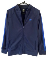 STARTER Zip-up Athletic Jacket Dark Blue with Lt Blue Stripes Boys Youth XXL 18
