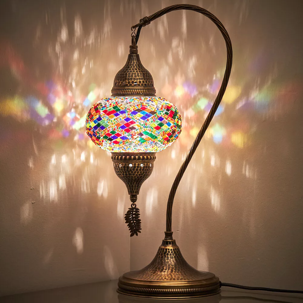 Mosaic Glass Goose neck Lamp Moroccan style handmade globes hand