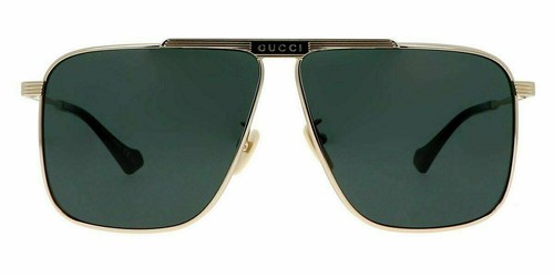 GUCCI GG0840S 002 Pilot Navigator Gold Green Rectangle Men's 63 mm  Sunglasses 889652309248 | eBay