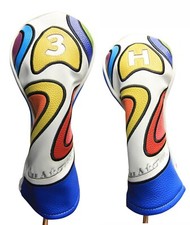 Majek Retro Golf 3 Fairway Wood H Hybrid Headcover Psychedelic Vintage Style