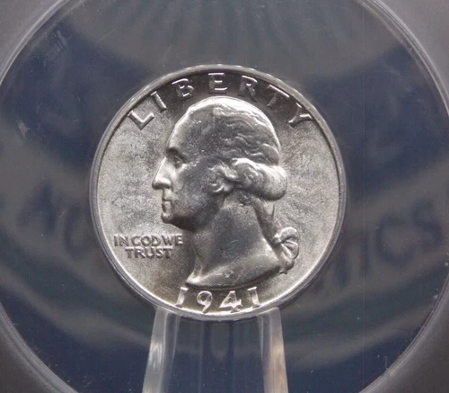 1941 "P" Washington SILVER Quarter 25c ANACS MS64 #332 BU Uncirculated ECC&C Inc