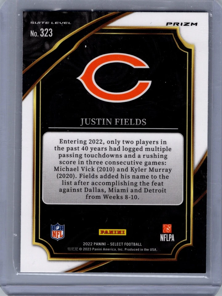 2022 Panini Select - Suite Level Silver Prizm #323 Justin Fields - Image 2 of 2