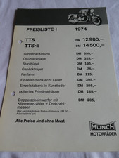 original   MÜNCH 4  Mammut 1200 TTS E  PREISLISTE 1974 Werbung Prospekt