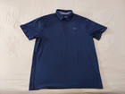 Mens Under Armour Polo Shirt L Large Navy Blue Athletic Golf