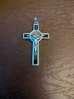 Saint Benedict Gorgeous Silver With Green Inlay Crucifix — photo 2