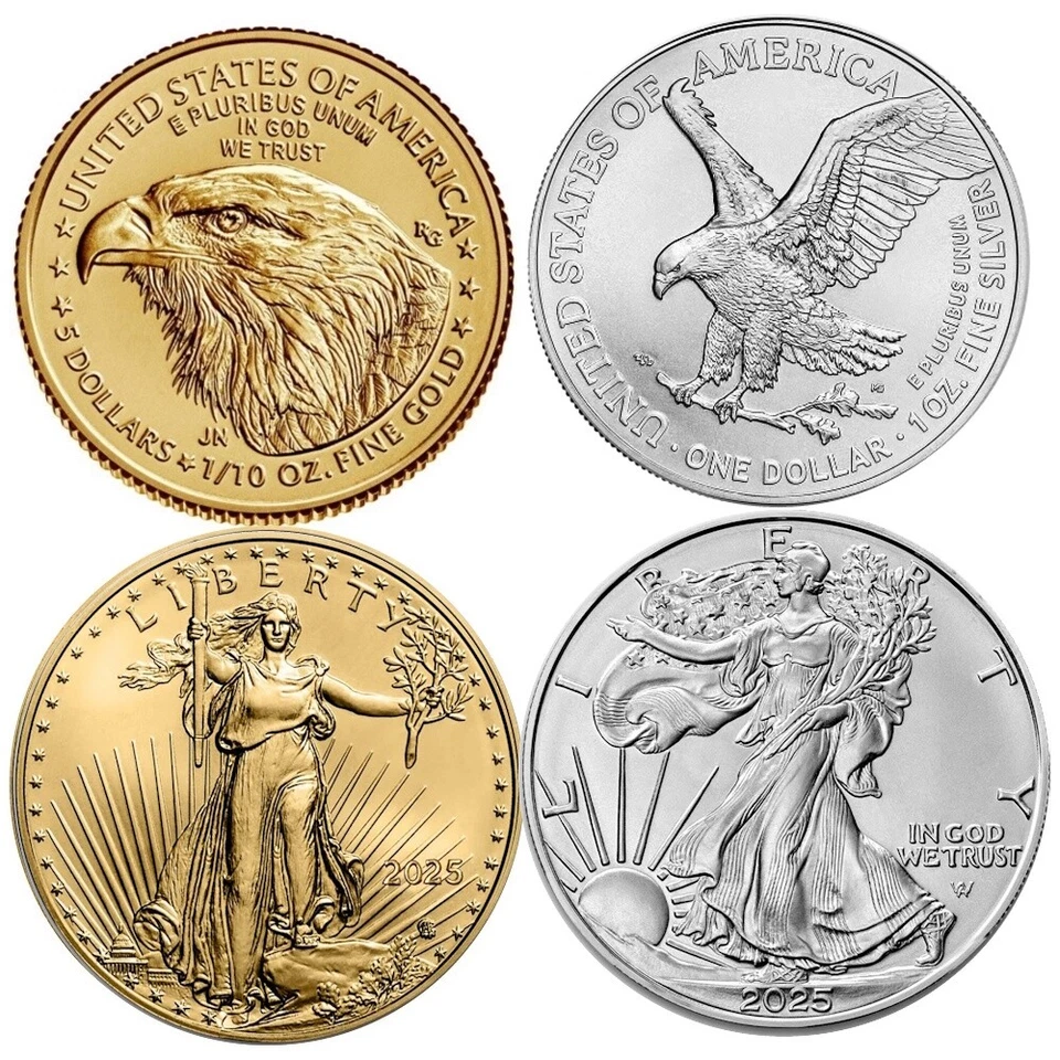 2025 1/10 oz. American Gold Eagle BU & 1 oz American Silver Eagle BU