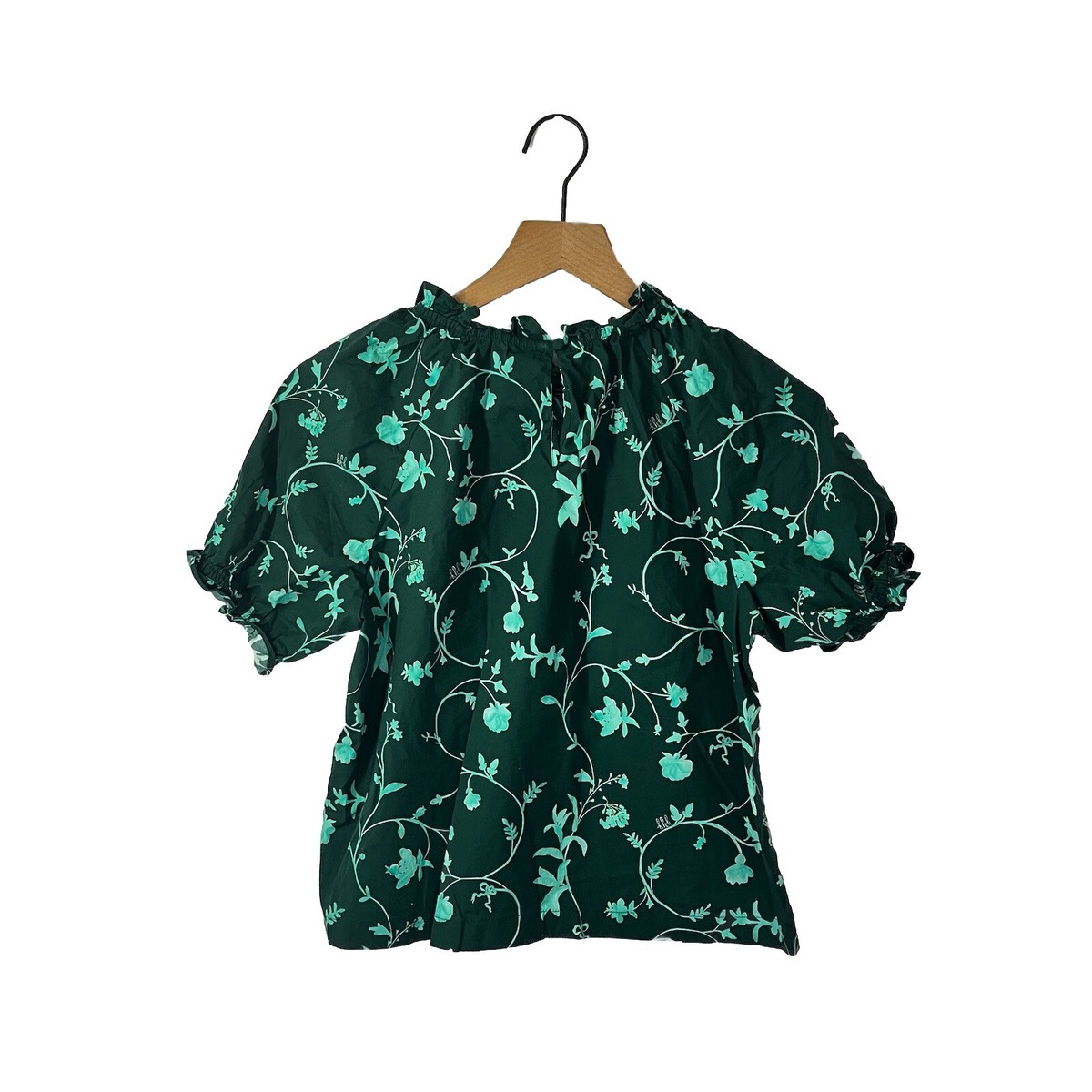 Hill House The Kit Ruffle Top Green Botanical Floral Sz S | eBay