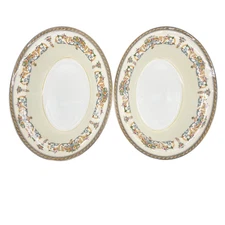 Vintage Aynsley Henley Floral Bone China Oval Serving Bowl England 2 pc. 10.75"