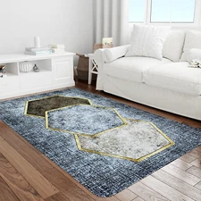 Hexa Area Rug - Vintage Rug, Living Room Rug, Bedroom Rug, Digital Print Rug