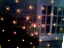 New Halloween Spider Web Lights 35 Lights 5 ft Diameter Black Wire by spooky vil