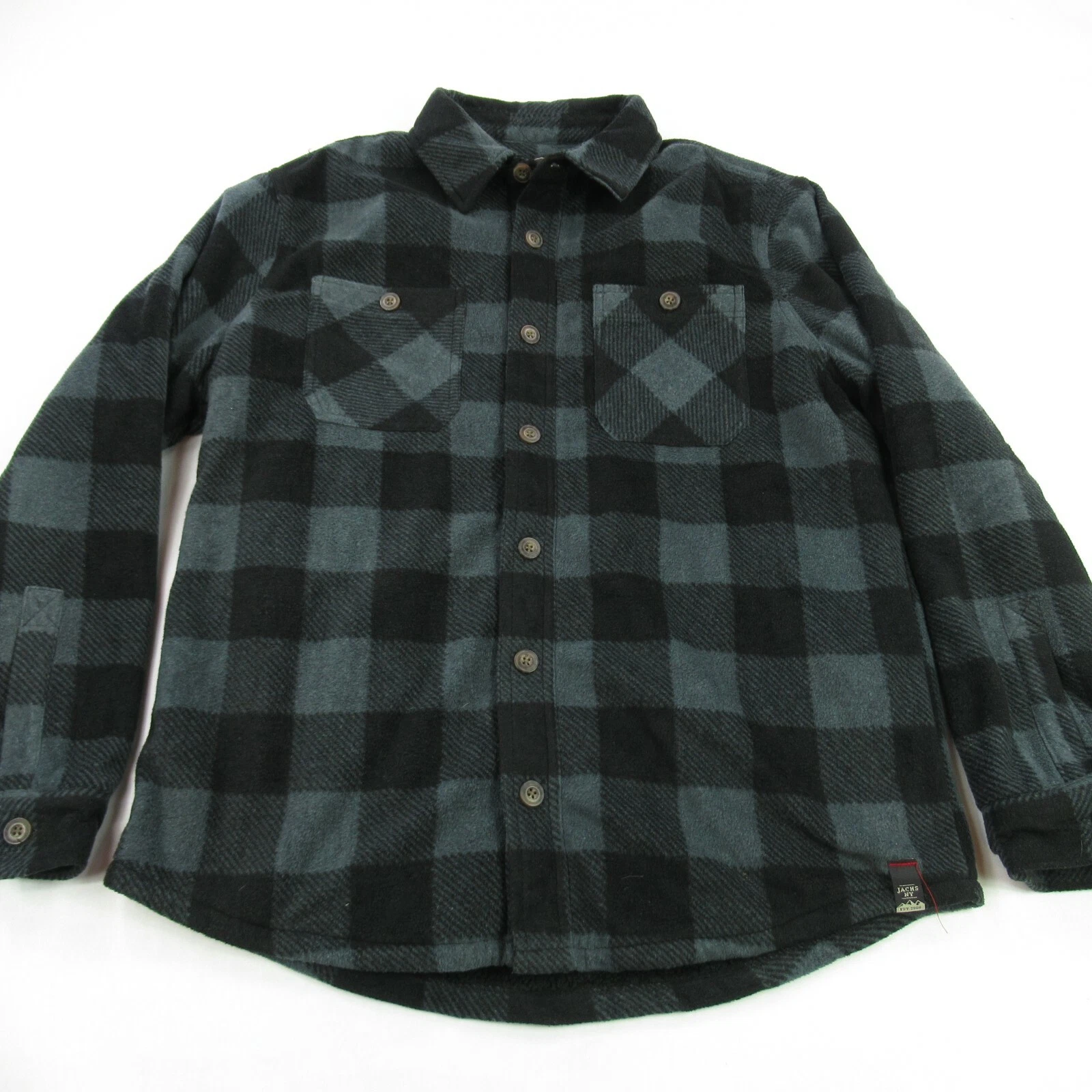 Jacks Shirt Mens Medium Plaid Long Sleeve Outdoors Pockets Casual Thick