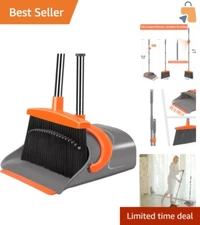 Premium Long Handle Broom and Dustpan with Sturdy Construction for Home & Office