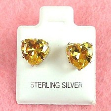 Sterling Silver - 8mm Heart Topaz CZ Stud Earrings SE345 