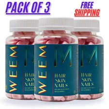 WEEM Hair Skin and Nails Gummies. Healthy Hair growth biotin Vitamins - 3 Pack