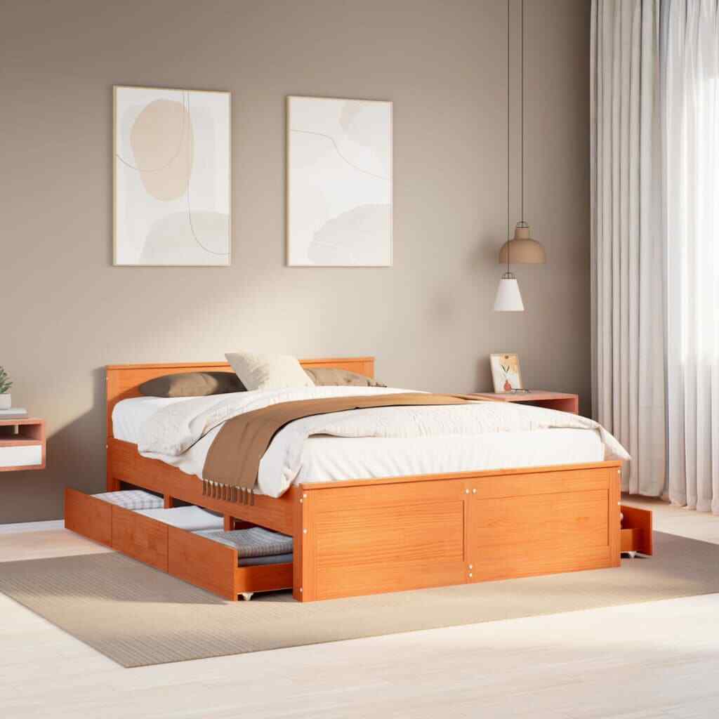 Cama con Cabecero sin Colchón Mueble Dormitorio Madera Maciza de Pino vidaXL