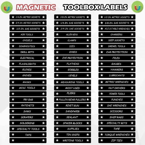 Toolbox Organization Magnetic Labels 66 Pcs Steel Tool Chest Drawer Labels 4 - Picture 3 of 6