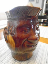 Bennington Pottery 8" Toby Face Pitcher 1920s 30'S Majolica Brown