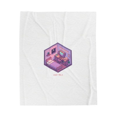 Isometric Cozy Pixel Room Velveteen Blanket | lofi pixel, retro pixel