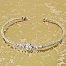 Dainty Sterling Silver Beaded Cuff Bracelet