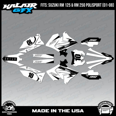 Graphics Kit for SUZUKI RM125 250 POLISPORT RESTYLE Speed-WHITE