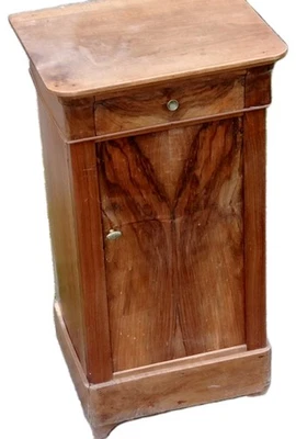 Chevet ancien en noyer style Louis Philippe – meuble ancien 1 tiroir + porte - Photo 1/4