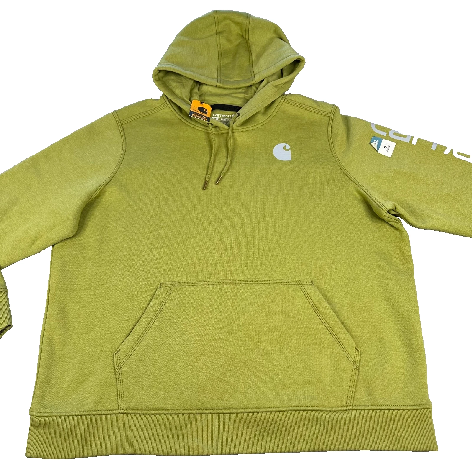 Carhartt Hoodie Womens XXL Green Midweight Spellout Pullover Relax Fit TS0288-W