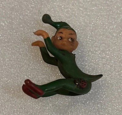 Vintage Rubber Christmas Hugger Elf Pixie Fairy Green with Lady Bug Hong Kong