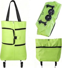 Foldable Shopping Cart Bag with Wheels Reusable Grocery Tote Portable Utility Ba
