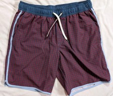 Fair Harbor Shorts The Anchor Lined Swim Trunks AOP Red Blue Men's Small