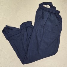90s Nike Blue Nylon Windbreaker Track Pants Large Joggers Running Exercise Vtg