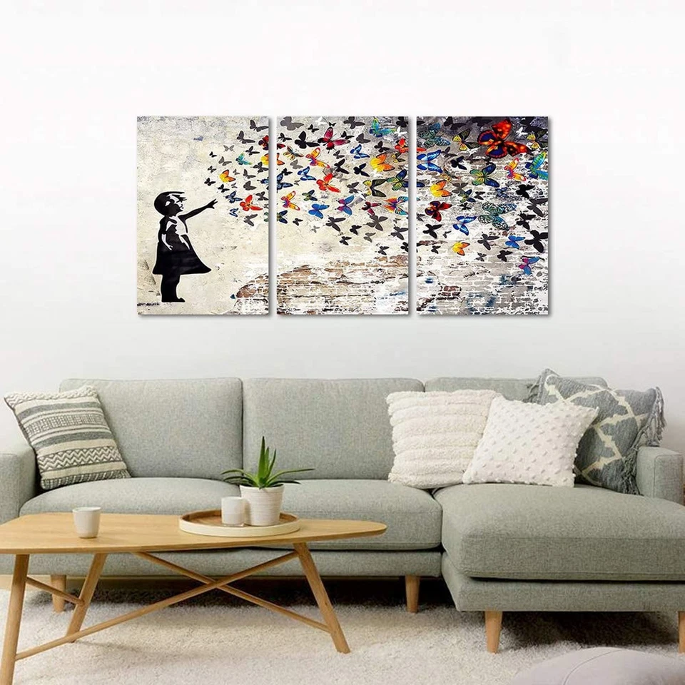 Colorido Graffiti Arte de Pared Divertidas Pinturas de Mariposas Banksy Arte Callejero Mural... Foto 4 de 4