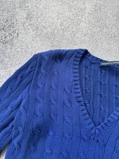 VTG Polo Ralph Lauren Sport Cable Knit Sweater Women’s Size S V-neck Blue