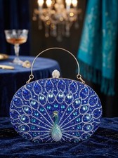 Peacock Pattern Rhinestone Elegant Handbag Evening Shoulder  / Clutch Bag 