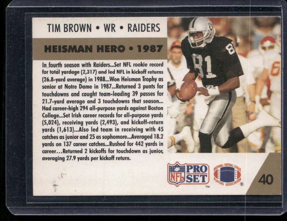 1991 Pro Set FACT Mobil #40 Tim Brown - Image 2 of 2