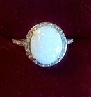Estate 5 Tcw Opal & Diamond 10K Yellow Gold Oval Halo Ring 2.6grs Free Insure Sh — photo 3
