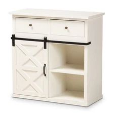 Baxton Studio Nadia Modern and Contemporary Farmhouse White Finished Wood and Bl