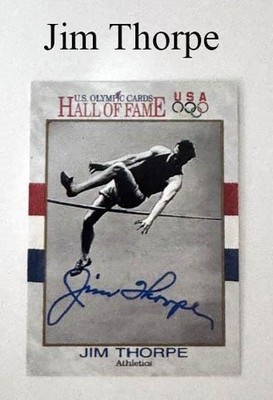 Jim Thorpe Inscribed Olympic card Hall of Fame see details