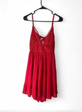 Atap Red Lace Tie Back Strappy Short Sundress Size M Regular for Women