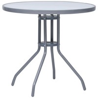 Vidaxl Gartentisch Hellgrau 80 Cm Stahl Und Glas Neu